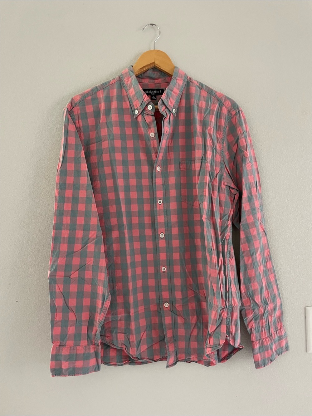 J. Crew Men’s Red Green & Gray Check Button-Down Shirt